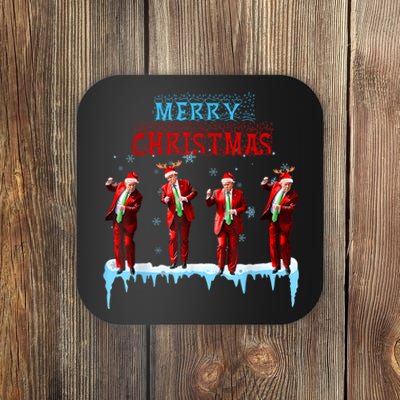 Funny Trump Dance Santa Claus Christmas Xmas Pajamas Holiday Coaster