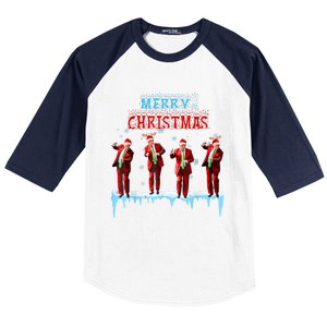 Funny Trump Dance Santa Claus Christmas Xmas Pajamas Holiday Baseball Sleeve Shirt