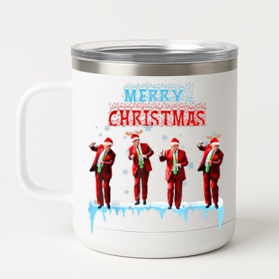 Funny Trump Dance Santa Claus Christmas Xmas Pajamas Holiday 12 oz Stainless Steel Tumbler Cup