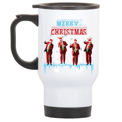 Funny Trump Dance Santa Claus Christmas Xmas Pajamas Holiday Stainless Steel Travel Mug