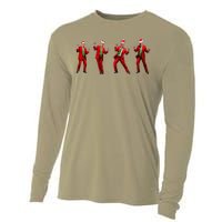 Funny Trump Dance Santa Claus Christmas Xmas Pajamas Holiday Cooling Performance Long Sleeve Crew