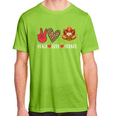 Funny Thanksgiving Day Peace Love Turkey Football Cute Gift Adult ChromaSoft Performance T-Shirt