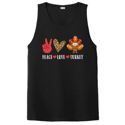 Funny Thanksgiving Day Peace Love Turkey Football Cute Gift PosiCharge Competitor Tank