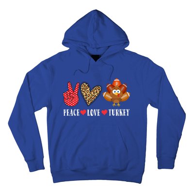 Funny Thanksgiving Day Peace Love Turkey Football Cute Gift Hoodie