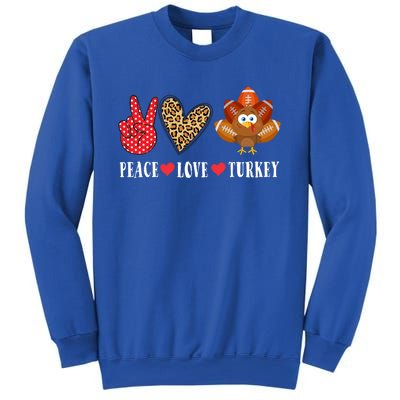 Funny Thanksgiving Day Peace Love Turkey Football Cute Gift Sweatshirt