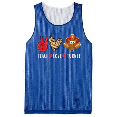 Funny Thanksgiving Day Peace Love Turkey Football Cute Gift Mesh Reversible Basketball Jersey Tank