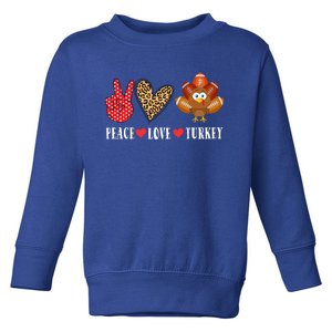 Funny Thanksgiving Day Peace Love Turkey Football Cute Gift Toddler Sweatshirt