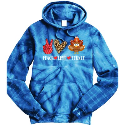 Funny Thanksgiving Day Peace Love Turkey Football Cute Gift Tie Dye Hoodie