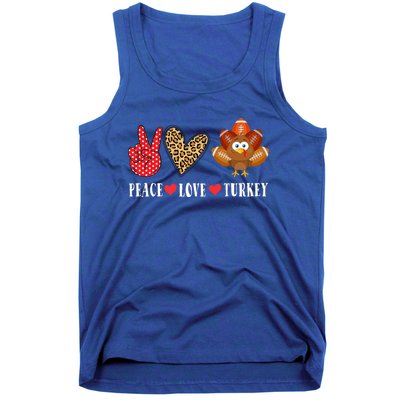 Funny Thanksgiving Day Peace Love Turkey Football Cute Gift Tank Top