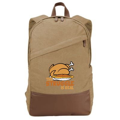 Funny Thanksgiving Day Struggle Is Real Pie Turkey Cotton Canvas Backpack