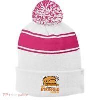 Funny Thanksgiving Day Struggle Is Real Pie Turkey Stripe Pom Pom Beanie