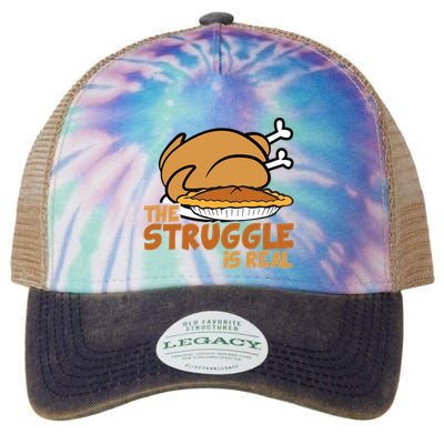 Funny Thanksgiving Day Struggle Is Real Pie Turkey Legacy Tie Dye Trucker Hat