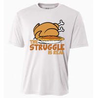 Funny Thanksgiving Day Struggle Is Real Pie Turkey Cooling Performance Crew T-Shirt