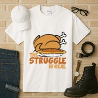 Funny Thanksgiving Day Struggle Is Real Pie Turkey Tall T-Shirt