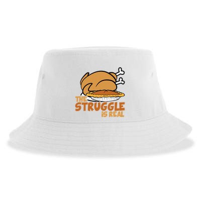 Funny Thanksgiving Day Struggle Is Real Pie Turkey Sustainable Bucket Hat