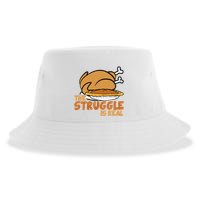 Funny Thanksgiving Day Struggle Is Real Pie Turkey Sustainable Bucket Hat