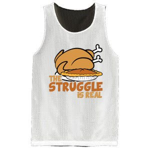 Funny Thanksgiving Day Struggle Is Real Pie Turkey Mesh Reversible Basketball Jersey Tank