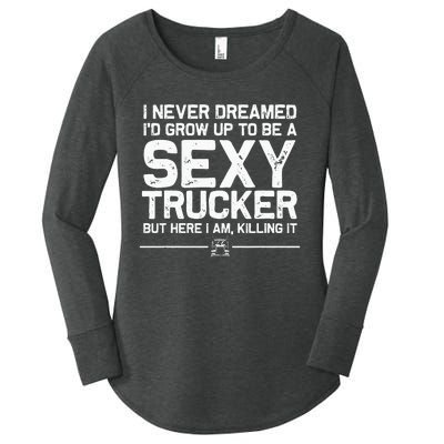 Funny Truck Driver Design For Trucker Women Trucking Lover Women's Perfect Tri Tunic Long Sleeve Shirt