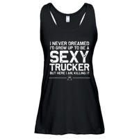 Funny Truck Driver Design For Trucker Women Trucking Lover Ladies Essential Flowy Tank