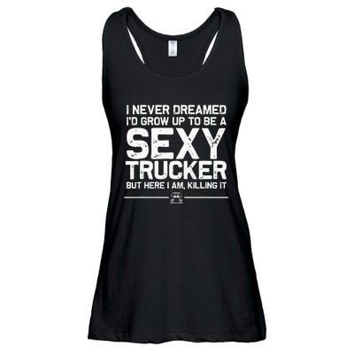 Funny Truck Driver Design For Trucker Women Trucking Lover Ladies Essential Flowy Tank