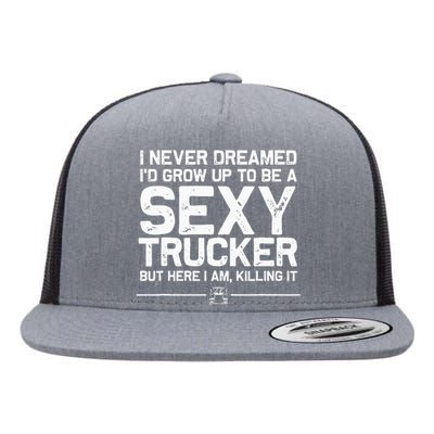 Funny Truck Driver Design For Trucker Women Trucking Lover Flat Bill Trucker Hat