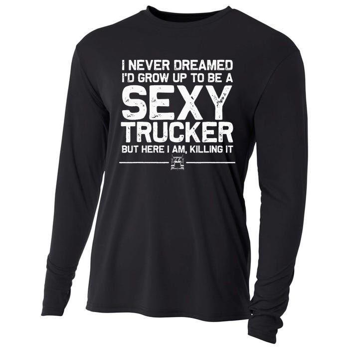 Funny Truck Driver Design For Trucker Women Trucking Lover Cooling Performance Long Sleeve Crew