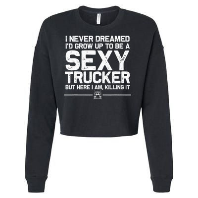 Funny Truck Driver Design For Trucker Women Trucking Lover Cropped Pullover Crew