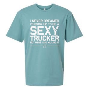 Funny Truck Driver Design For Trucker Women Trucking Lover Sueded Cloud Jersey T-Shirt