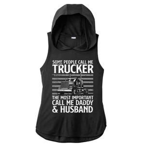 Funny Truck Driver Dad Trucker Trucking Lover Ladies PosiCharge Tri-Blend Wicking Draft Hoodie Tank