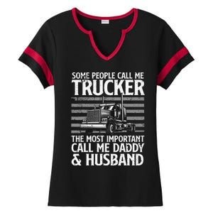 Funny Truck Driver Dad Trucker Trucking Lover Ladies Halftime Notch Neck Tee