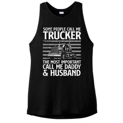 Funny Truck Driver Dad Trucker Trucking Lover Ladies PosiCharge Tri-Blend Wicking Tank