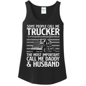 Funny Truck Driver Dad Trucker Trucking Lover Ladies Essential Tank