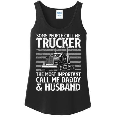 Funny Truck Driver Dad Trucker Trucking Lover Ladies Essential Tank