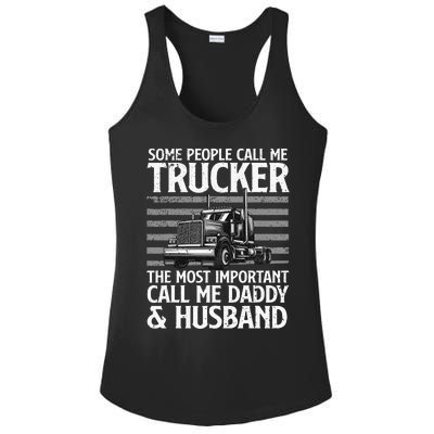 Funny Truck Driver Dad Trucker Trucking Lover Ladies PosiCharge Competitor Racerback Tank