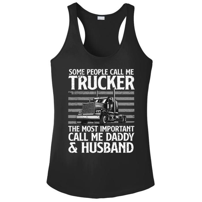 Funny Truck Driver Dad Trucker Trucking Lover Ladies PosiCharge Competitor Racerback Tank