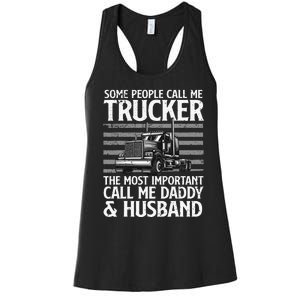 Funny Truck Driver Dad Trucker Trucking Lover Women's Racerback Tank