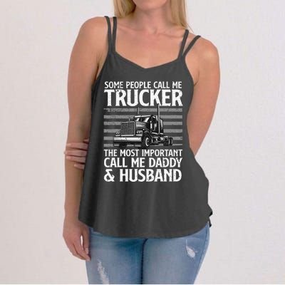 Funny Truck Driver Dad Trucker Trucking Lover Women's Strappy Tank