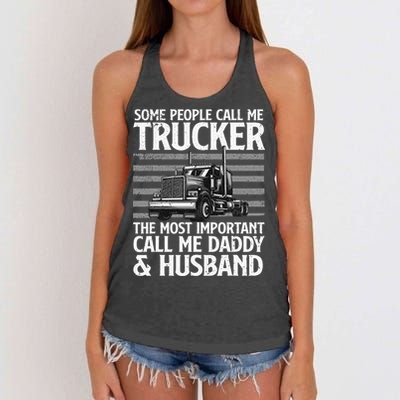 Funny Truck Driver Dad Trucker Trucking Lover Women's Knotted Racerback Tank