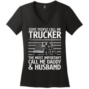 Funny Truck Driver Dad Trucker Trucking Lover Women's V-Neck T-Shirt