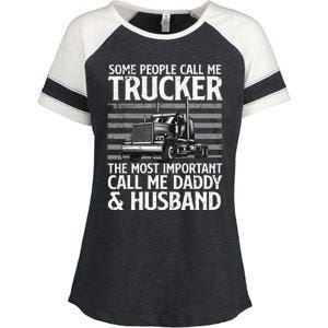 Funny Truck Driver Dad Trucker Trucking Lover Enza Ladies Jersey Colorblock Tee