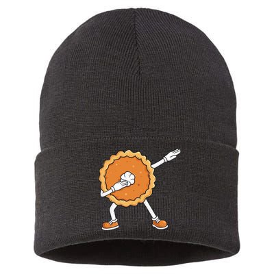 Funny Thanksgiving Dabbing Pumpkin Pie Sustainable Knit Beanie