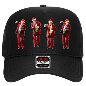 Funny Trump Dance Santa Hat Christmas Xmas Pajamas Holiday High Crown Mesh Back Trucker Hat