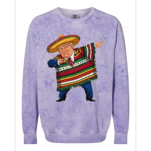 Funny Trump Dabbing Mexican Poncho Cinco De Mayo Colorblast Crewneck Sweatshirt