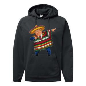 Funny Trump Dabbing Mexican Poncho Cinco De Mayo Performance Fleece Hoodie