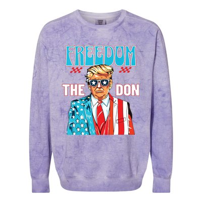 Freedom The Don 4th Of July Patriotic American Flag Trump Colorblast Crewneck Sweatshirt