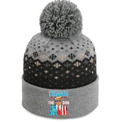 Freedom The Don 4th Of July Patriotic American Flag Trump The Baniff Cuffed Pom Beanie