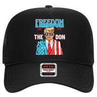 Freedom The Don 4th Of July Patriotic American Flag Trump High Crown Mesh Back Trucker Hat