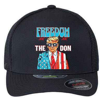 Freedom The Don 4th Of July Patriotic American Flag Trump Flexfit Unipanel Trucker Cap