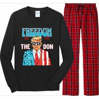 Freedom The Don 4th Of July Patriotic American Flag Trump Long Sleeve Pajama Set