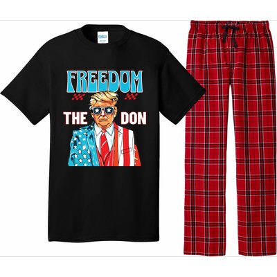 Freedom The Don 4th Of July Patriotic American Flag Trump Pajama Set